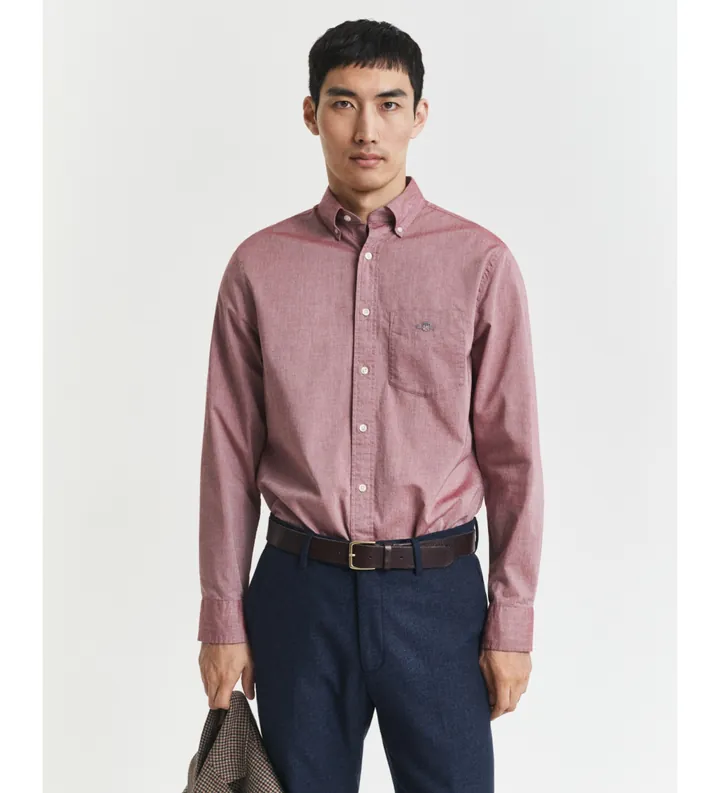 Gant para hombre. 3000100 Camisa Regular Fit clásica de popelina rojo (L), Casual, Algodón, Clásico, Manga larga