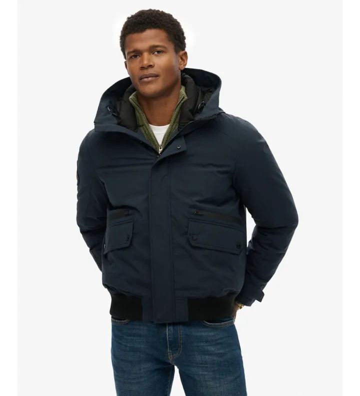 Superdry para hombre. M5011908A Chaqueta Bomber City marino (L), Casual, Poliéster Reciclado, Sostenible