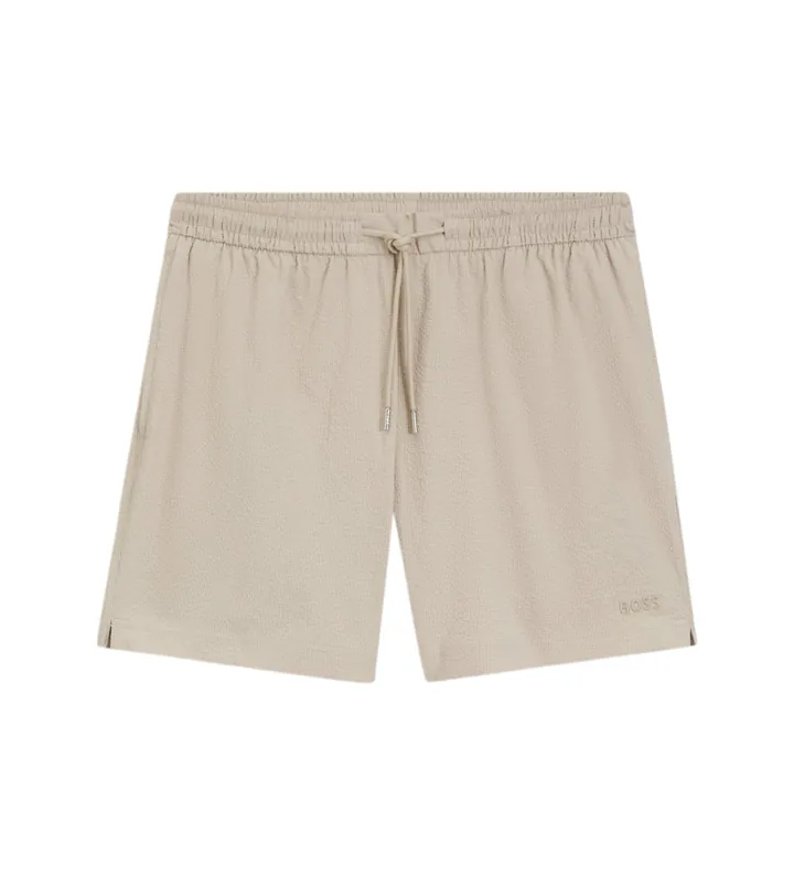BOSS para hombre. 50561184 Bañador de secado rápido en tejido de sirsaca beige (L), Beachwear, Poliéster