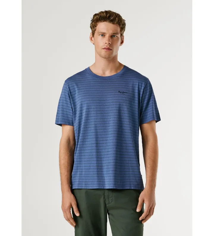 Pepe Jeans para hombre. PM5010310 Camiseta Jacko Stripes azul (L), Casual, Algodón, Manga corta