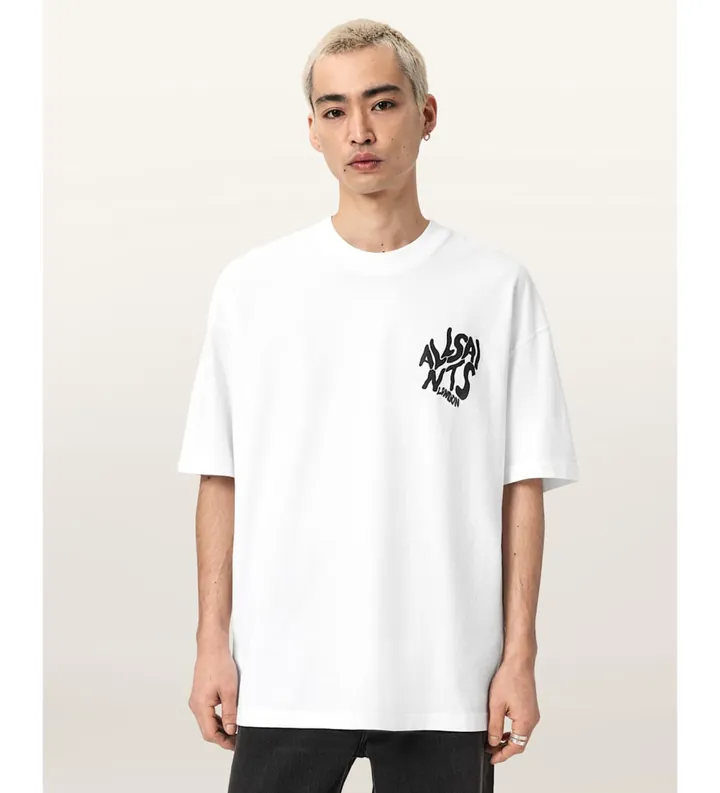 ALL SAINTS para hombre. M066PC Camiseta Orlando blanco (L), Casual, Algodón, Manga corta