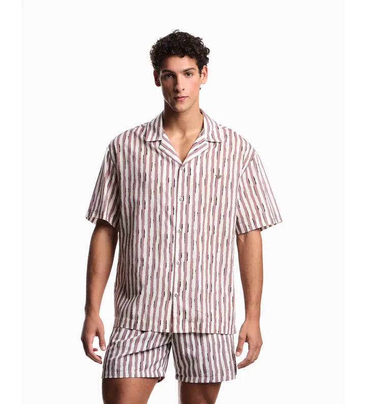 Emporio Armani para hombre. EM000593_AF20450 Camisa Season lila (L), Casual, Algodón, Manga corta
