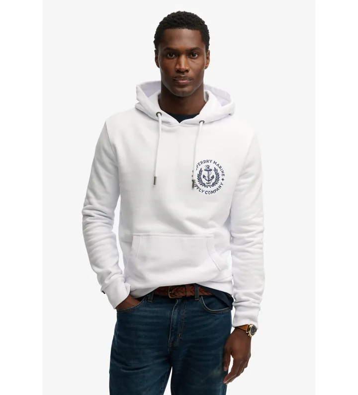 Superdry para hombre. M2014500A Sudadera con capucha Lo-Fi Dockside blanco (L), Casual, Algodón