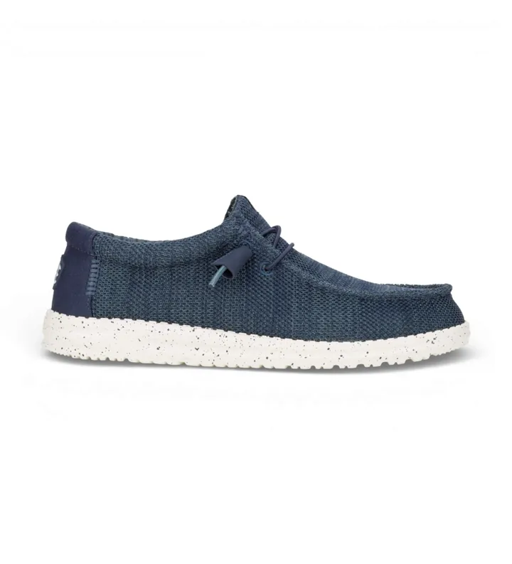 HeyDude para hombre. HD41898 Zapatillas Wally Stretch Sox marino (42), Tela, Plano, Cordones, Casual