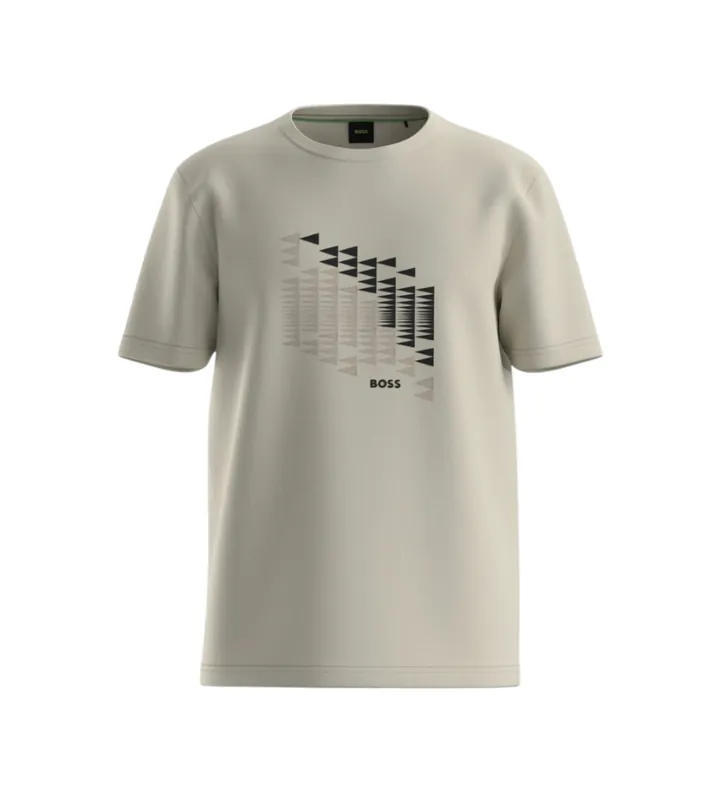 BOSS para hombre. 50566853 Camiseta TS Network Flag beige (L), Casual, Algodón, Manga corta