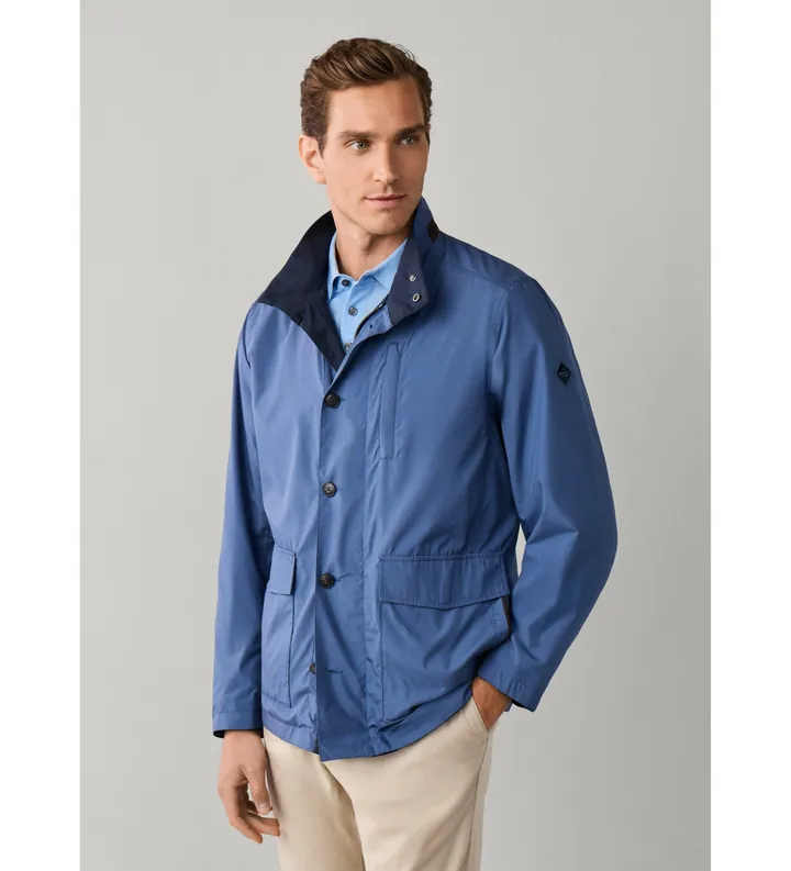 Hackett London para hombre. HM4000194 Cazadora Reversible azul (L), Casual, Poliéster