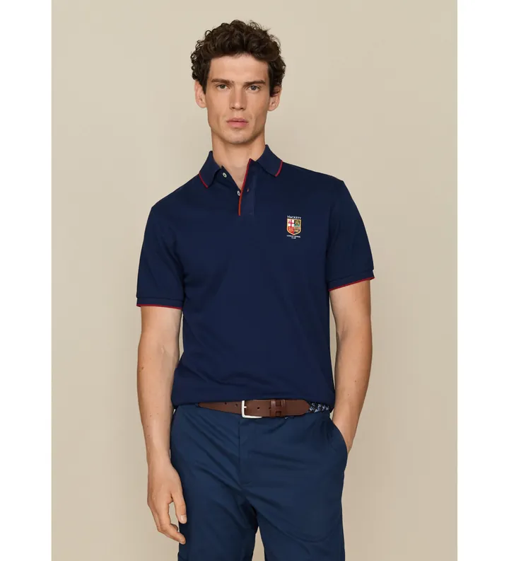Hackett London para hombre. HM5600236 Polo Small Logo marino (L), Casual, Algodón, Manga corta