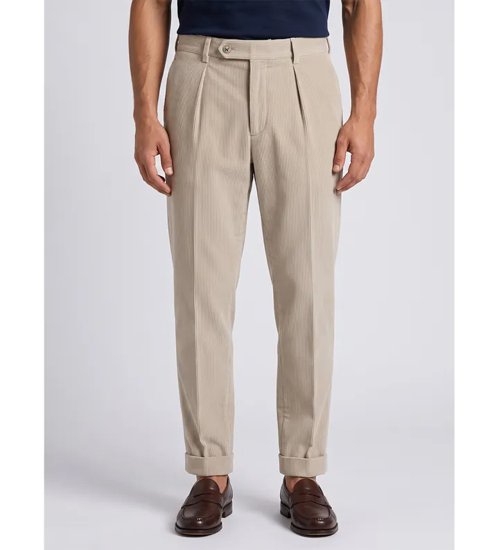Berwich para hombre. dv1350x Pantalón Chiaia beige (48), Casual, Algodón