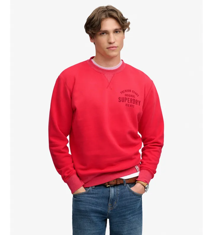 Superdry para hombre. M2014563A Sudadera Block Text rojo (L), Casual, Algodón