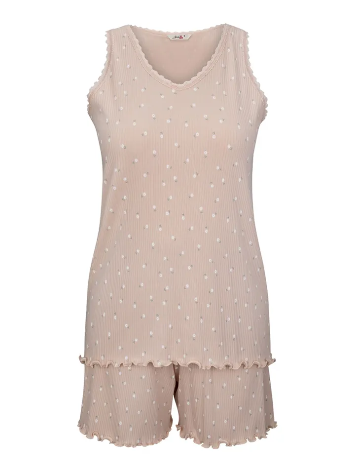 Goldenbay Pijama de pantalón corto 'Sofia'  beige / naranja