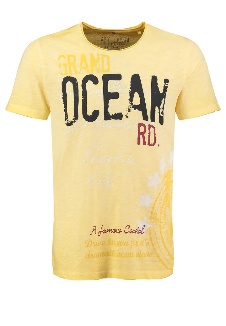Key Largo Camiseta 'KLOcean' amarillo / rojo oscuro / negro / blanco