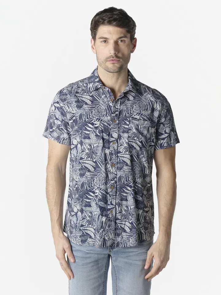 KOROSHI Camisa  azul oscuro / blanco natural