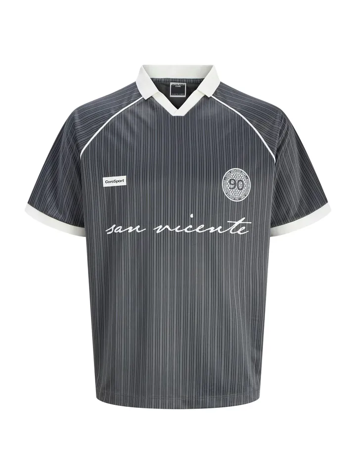 JACK & JONES Camiseta 'JCOEterna' gris oscuro / blanco