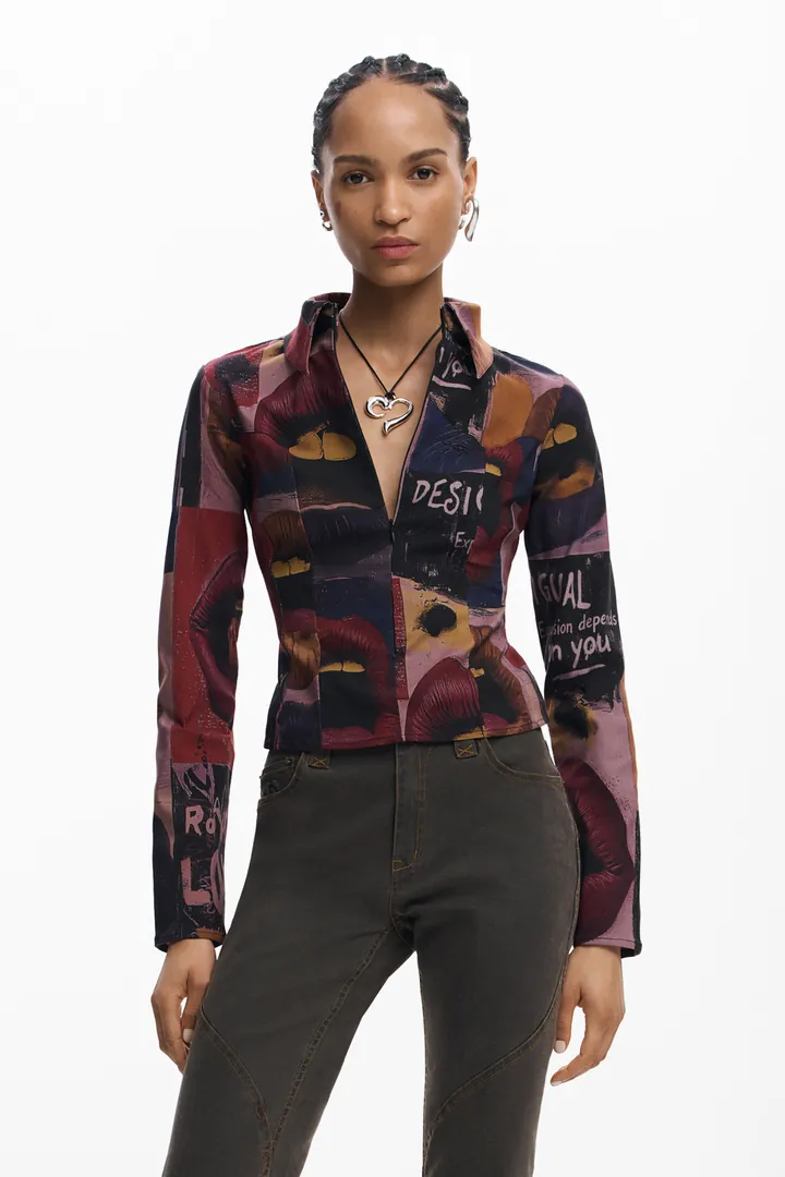 Desigual, Camisa manga larga, Mujer, Negro, L