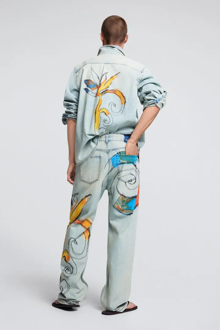 Desigual, Pantalón vaquero estampado, Hombre, Algodon, Azul, 28