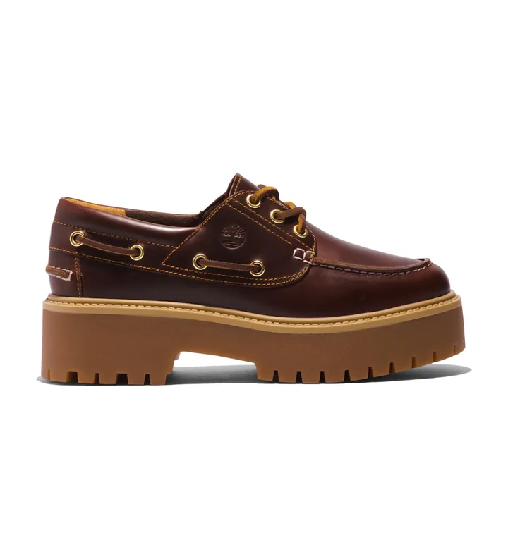 Timberland para mujer. TB0A2QDMD571 Náuticos de Piel Stone Street marrón (35.5 W), 3 a 5cm, Cordones, Casual