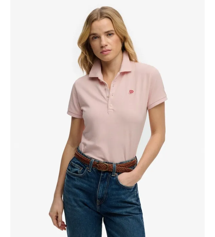 Superdry para mujer. W6012208A Polo Heritage Slim Fit rosa (L), Casual, Algodón, Manga larga