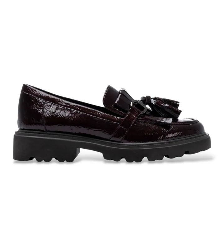Carmela para mujer. 16437902-BURDEOS Mocasines de Piel 164379 granate (36), 3 a 5cm, Ninguno, Casual, Clásico, Charol