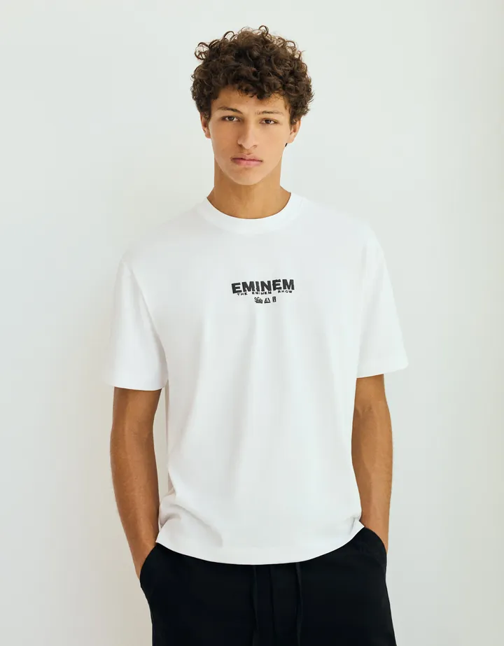 Bershka Camiseta Relaxed Print Eminem Hombre L Blanco