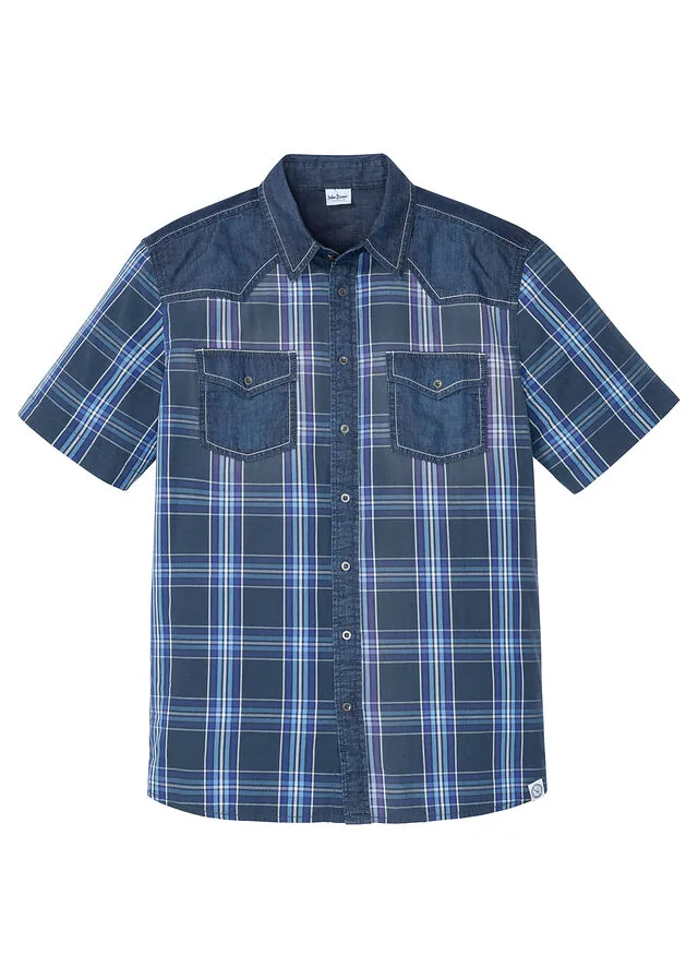Camisa de manga corta con ribete vaquero