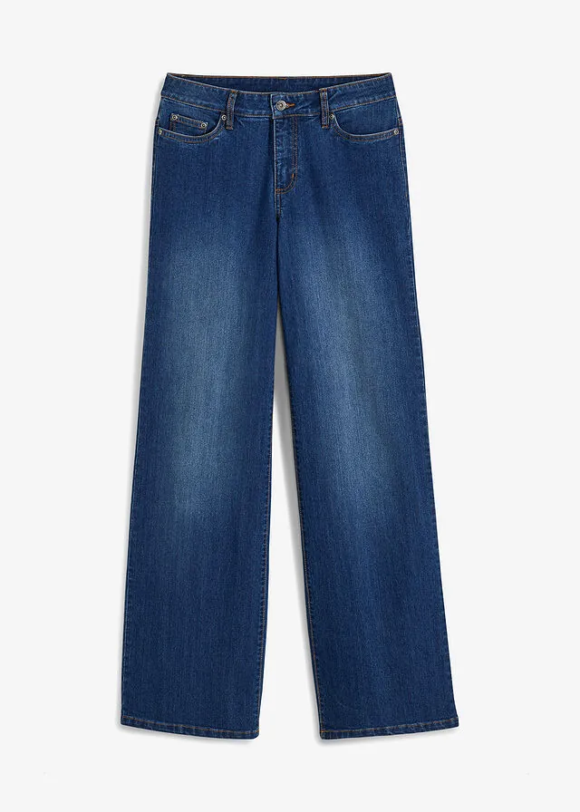 Vaqueros de pernera ancha, mid waist, elástico