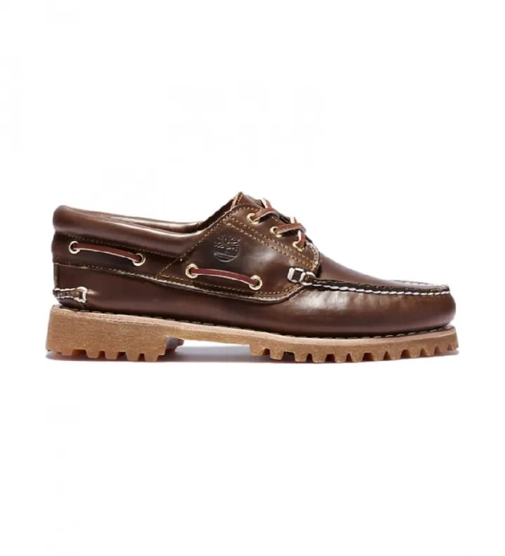 Timberland para hombre. TB0300032141 Náuticos de piel Authentics 3 Eye Classic Lug marrón (40), Plano, Cordones, Casual