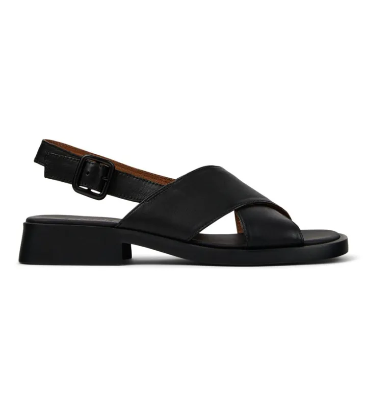 Camper para mujer. K201600-002 Sandalias de piel Dana negro (36), 1 a 3cm, Hebilla, Casual