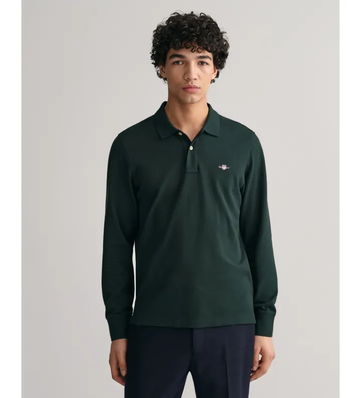 Gant para hombre. 2230 Polo de piqué Shield verde (3XL), Casual, Algodón, Manga larga