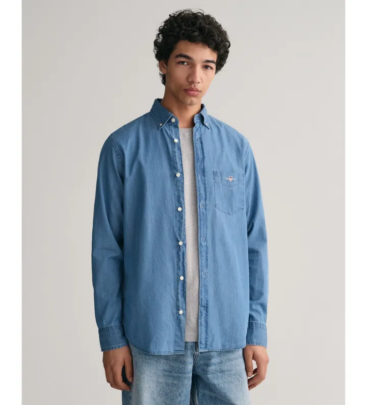 Gant para hombre. 3000400 Camisa Regular Fit azul (5XL), Casual, Algodón, Clásico, Manga larga