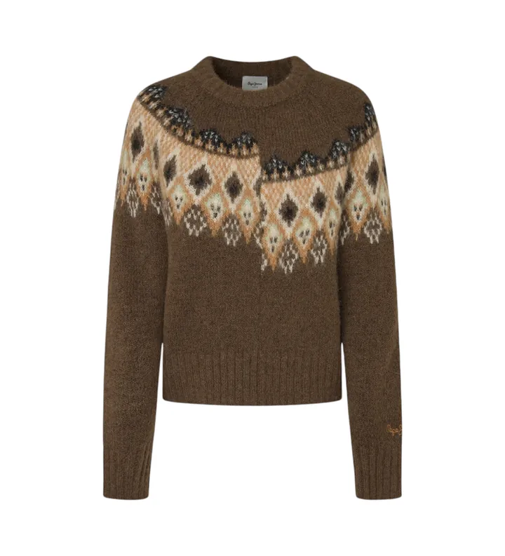 Pepe Jeans para mujer. PL702196 Jersey Holly marrón (L), Casual, Poliéster