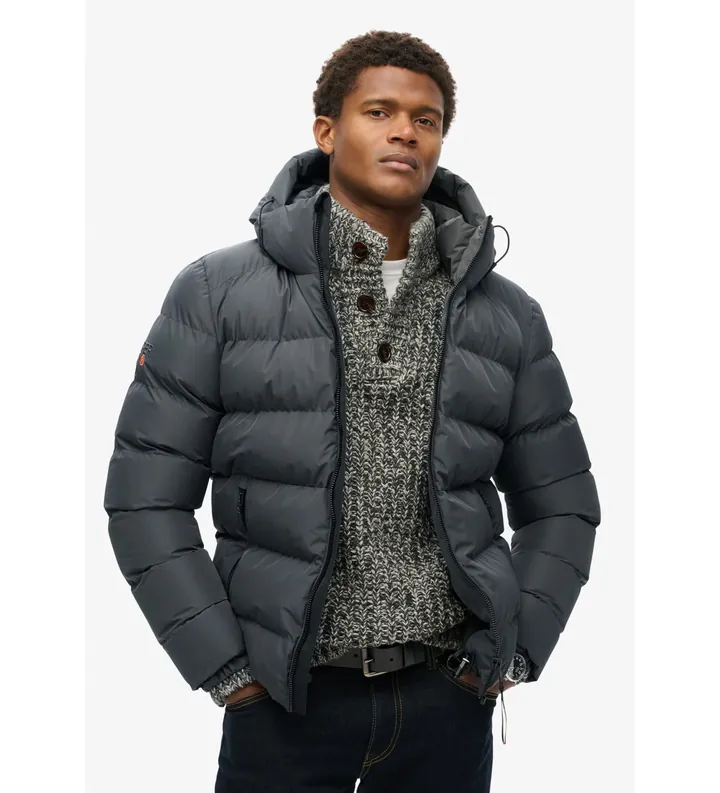 Superdry para hombre. M5011905A Chaqueta Sports Puff gris (L), Casual, Poliéster
