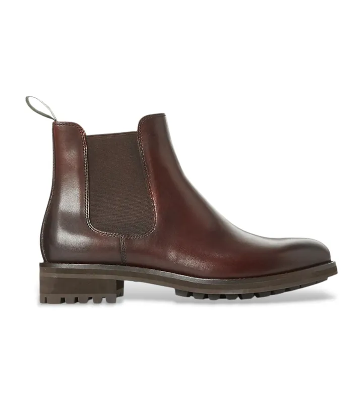 Polo Ralph Lauren para hombre. 812754385003 Botines de piel Bryson marrón (45), Plano, Ninguno, Casual