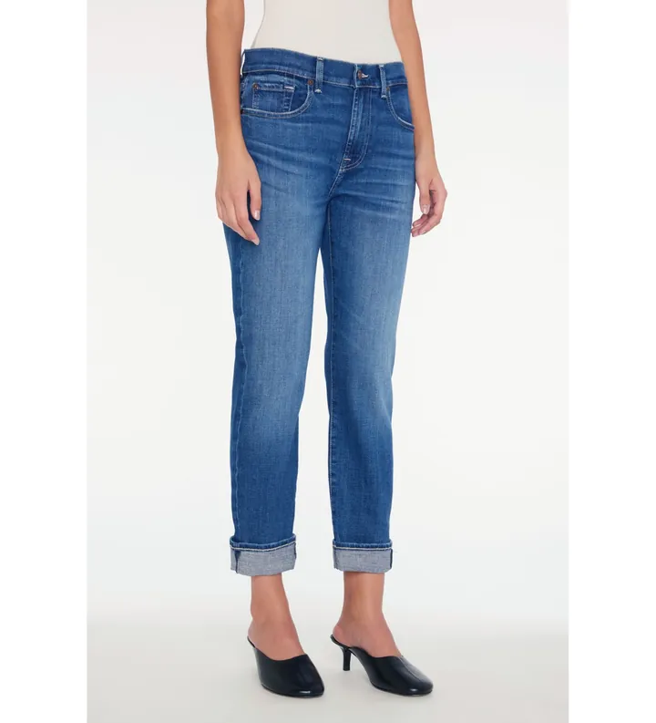 7 For All Mankind para mujer. JSDTC120SM Jeans Boyfriend de talle medio azul (24), Casual