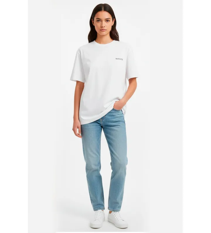 Rotate para mujer. 112445400 Camiseta oversize blanco (M), Casual, Manga corta, Algodón Orgánico, Sostenible