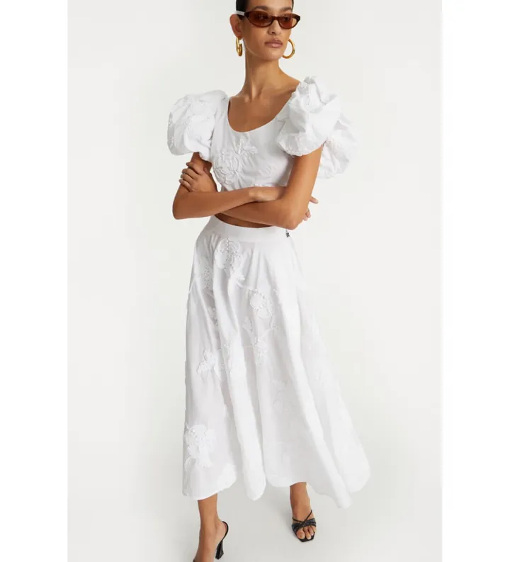 Rotate para mujer. 114557400 Falda Berty blanco (34), Casual, Algodón Orgánico, Sostenible