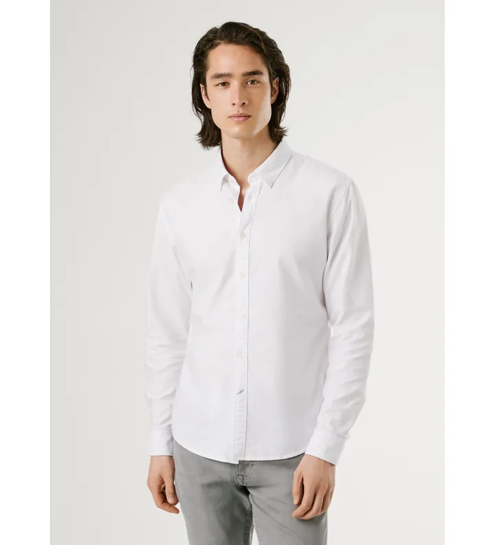 Pepe Jeans para hombre. PM3090816 Camisa Cluny blanco (M), Casual, Algodón, Manga larga