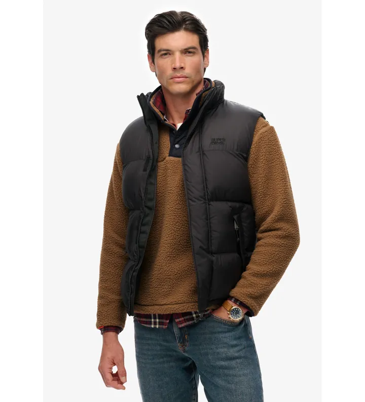 Superdry para hombre. M5012246A Chaleco Tech Padded negro (L), Casual, Nylon