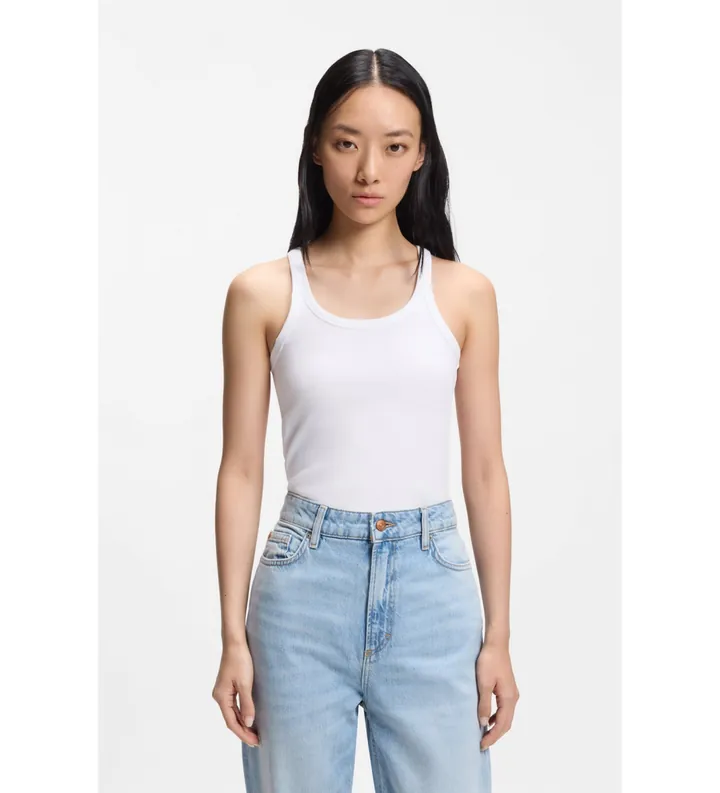 BOSS para mujer. 50554664 Camiseta Epetite blanco (M), Casual, Algodón, Sin mangas / Tirantes