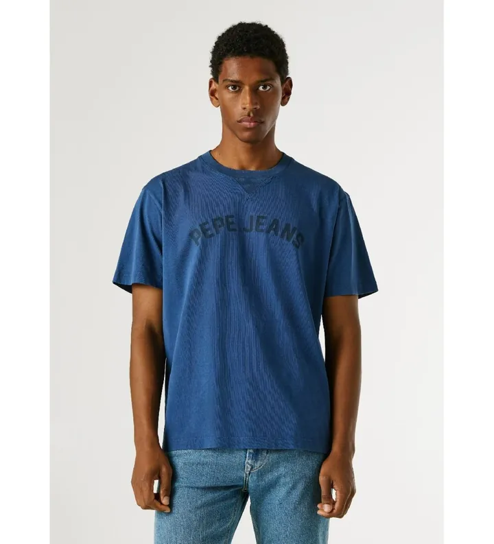 Pepe Jeans para hombre. PM5010295 Camiseta Gio marino (S), Azul, Casual, Algodón, Manga corta
