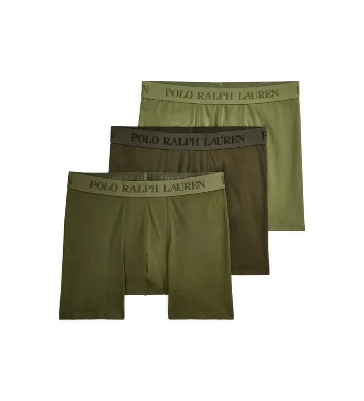 Polo Ralph Lauren para hombre. 714966105002 3 calzoncillos bóxer de algodón elástico verde (S), Homewear