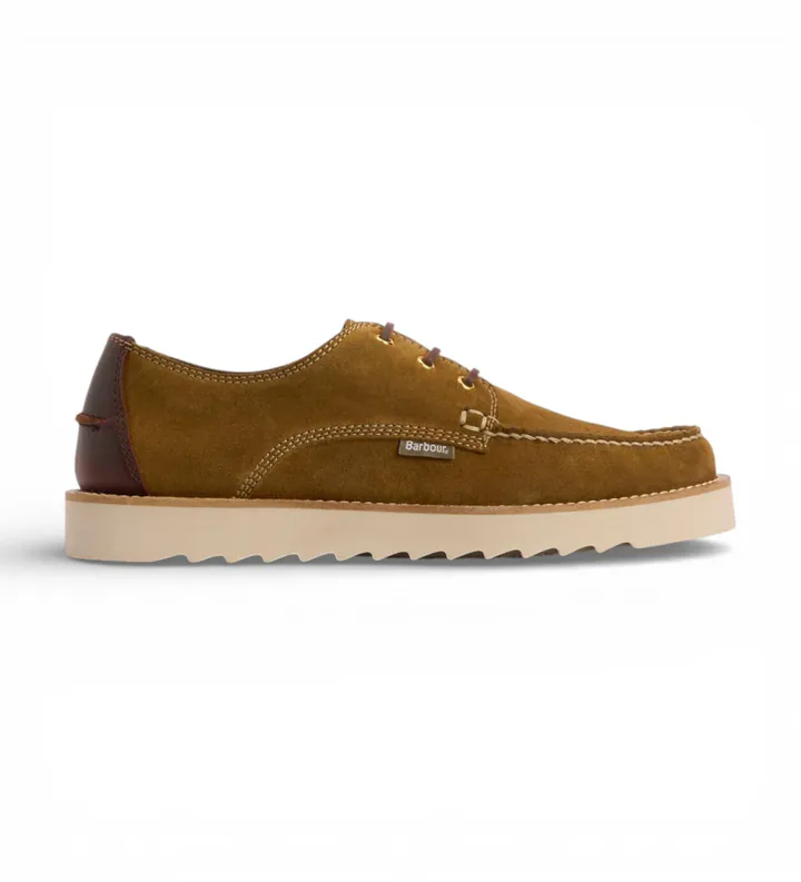 Barbour para hombre. MFO0823 Zapatos de Piel Derby Aydon marrón (42), Plano, Cordones, Casual
