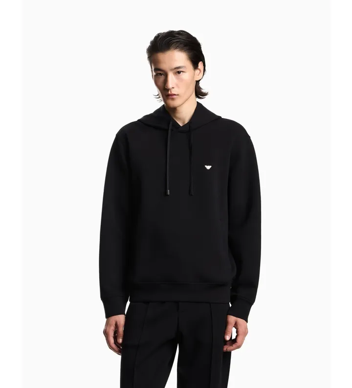 Emporio Armani para hombre. EM004531_AF10013 Sudadera con Microbordado de Águila negro (L), Casual, Algodón