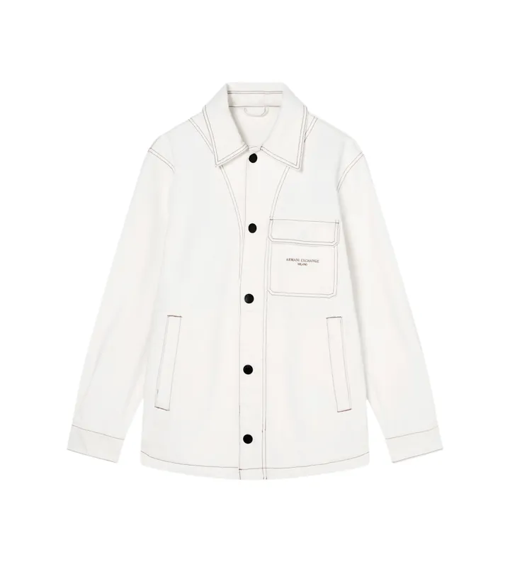 A|X Armani Exchange para hombre. XM002735AF24874U0009 Chaqueta Field blanco roto (L), Casual, Algodón