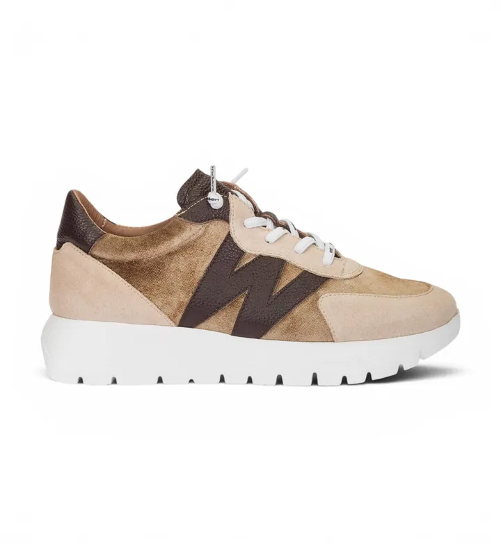 Wonders para mujer. A-24111 Zapatillas de Piel Odisei01 taupe (36), Plano, 1 a 3cm, Serraje, Cordones, Casual
