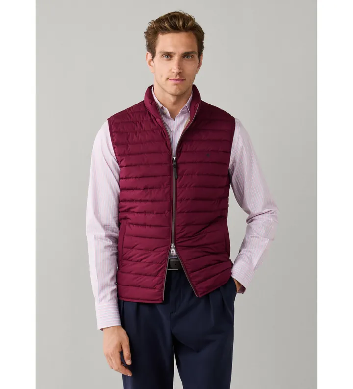 Hackett London para hombre. HM4000197 Chaleco Ultra burdeos (L), Casual, Poliéster