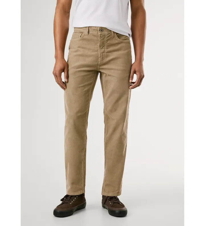 Pepe Jeans para hombre. PM2100016 Pantalón Slim 5 Bolsillos Corduroy marrón (32), Casual, Algodón