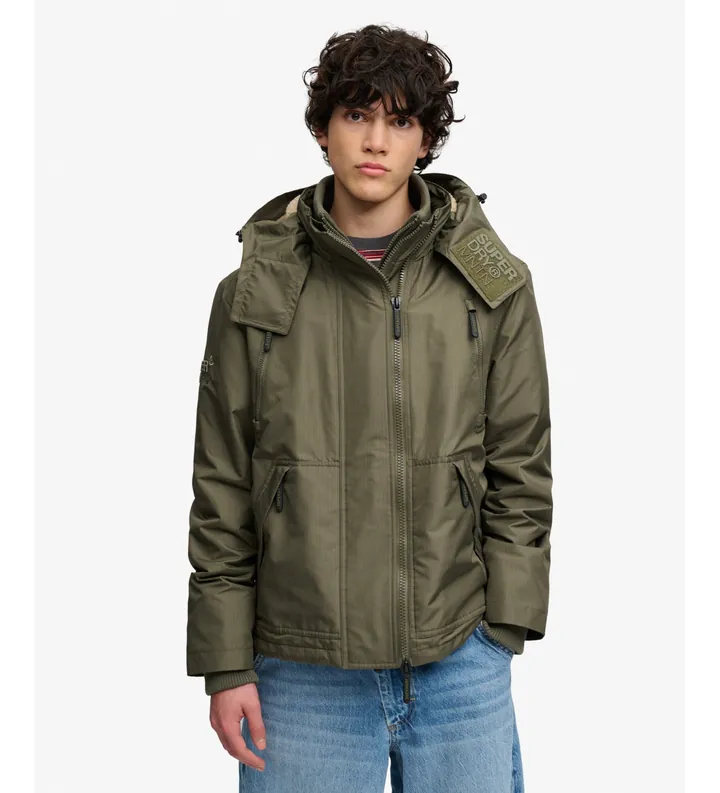 Superdry para hombre. M5012421A Chaqueta con capucha Arctic verde (L), Casual, Poliéster Reciclado