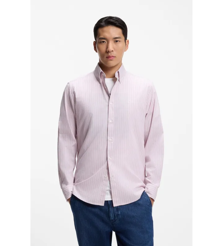 BOSS para hombre. 50552959 Camisa Ricoplus lila (M), Casual, Algodón, Clásico, Manga larga