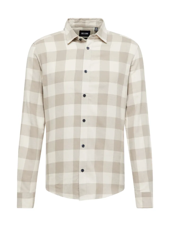 Only & Sons Camisa 'Gudmund' taupe / blanco lana