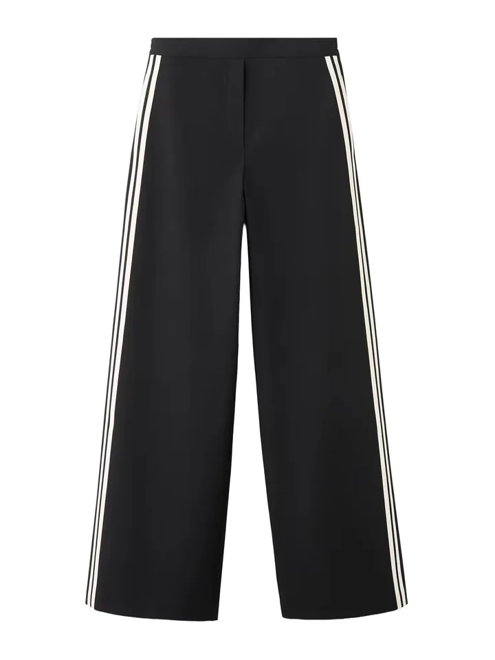 MANGO Pantalón negro / blanco lana